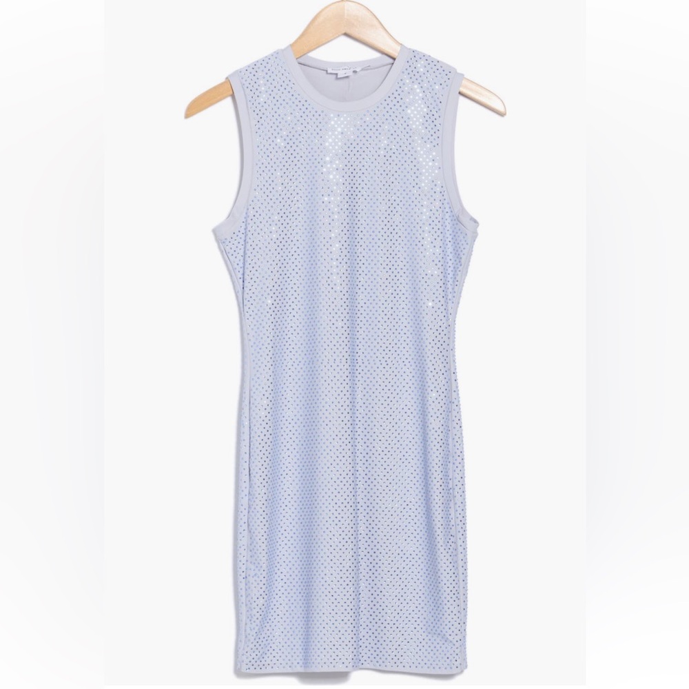 Good American Crystal Embellished Tank Dress in Blue Glass . NWT